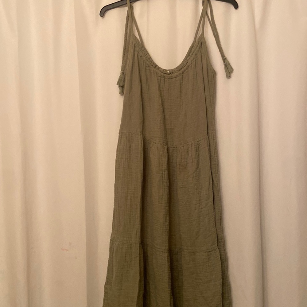Green midi dress with tie straps